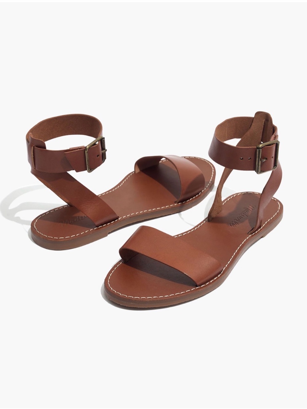 Madewell The Boardwalk Brown Leather Ankle Strap Sandals